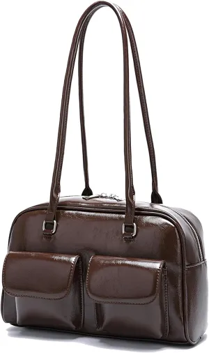 VODIU Shoulder Bag For Women,Retro Leather Tote Handbags Satchel Bag Trendy Clutch Purse