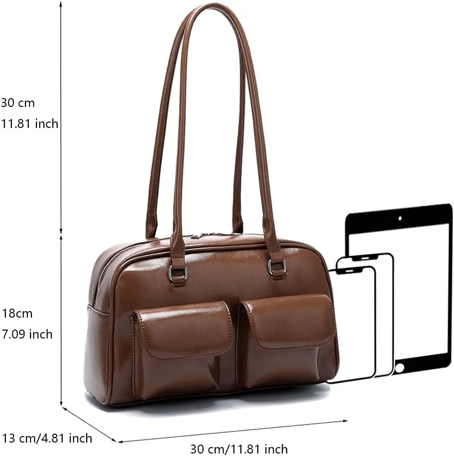 VODIU Shoulder Bag For Women,Retro Leather Tote Handbags Satchel Bag Trendy Clutch Purse