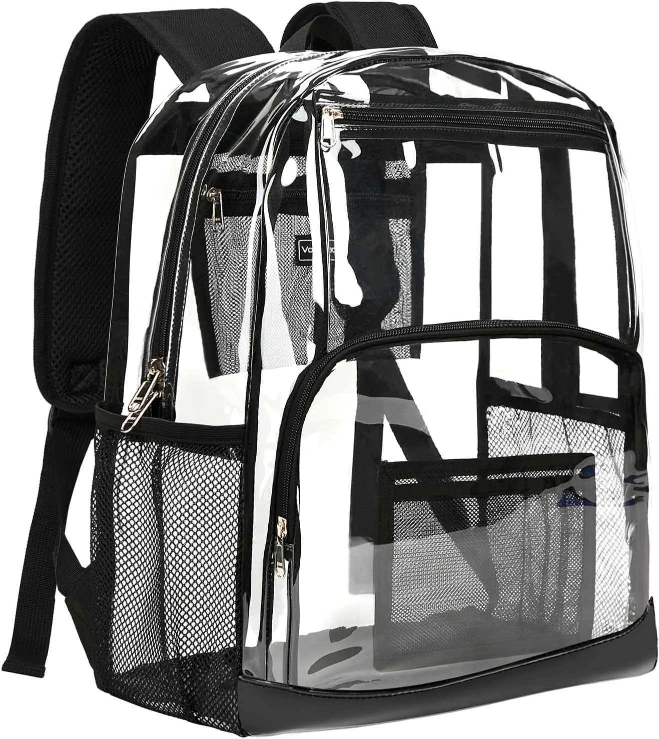 Vorspack Clear Backpack Heavy Duty - Extra Large Clear Bookbag Transparent Backpacks for Adults See Through Backpack for College Work Travel - Black