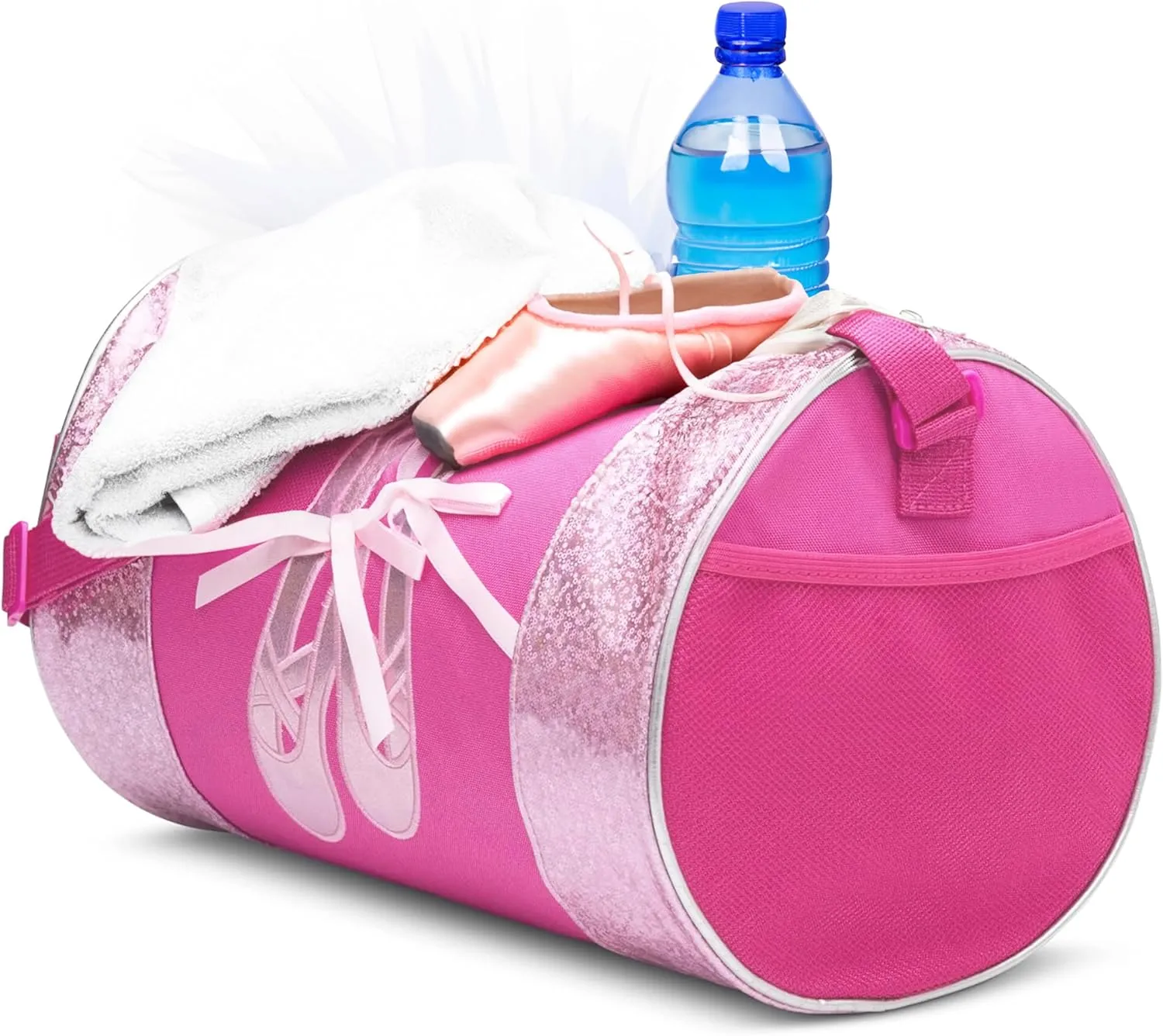 Water-resistance Dance Ballet Slippers Duffel Bag, Kids Travel Bag with Adjustable Carry On Pouch, Dance Accessories For, Teens and Girls (Pink)