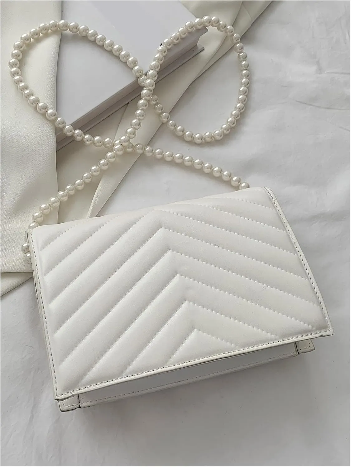 WDIRARA Women's Crossbody Bag Pearls Shoulder Handbags Evening Wallet Purse