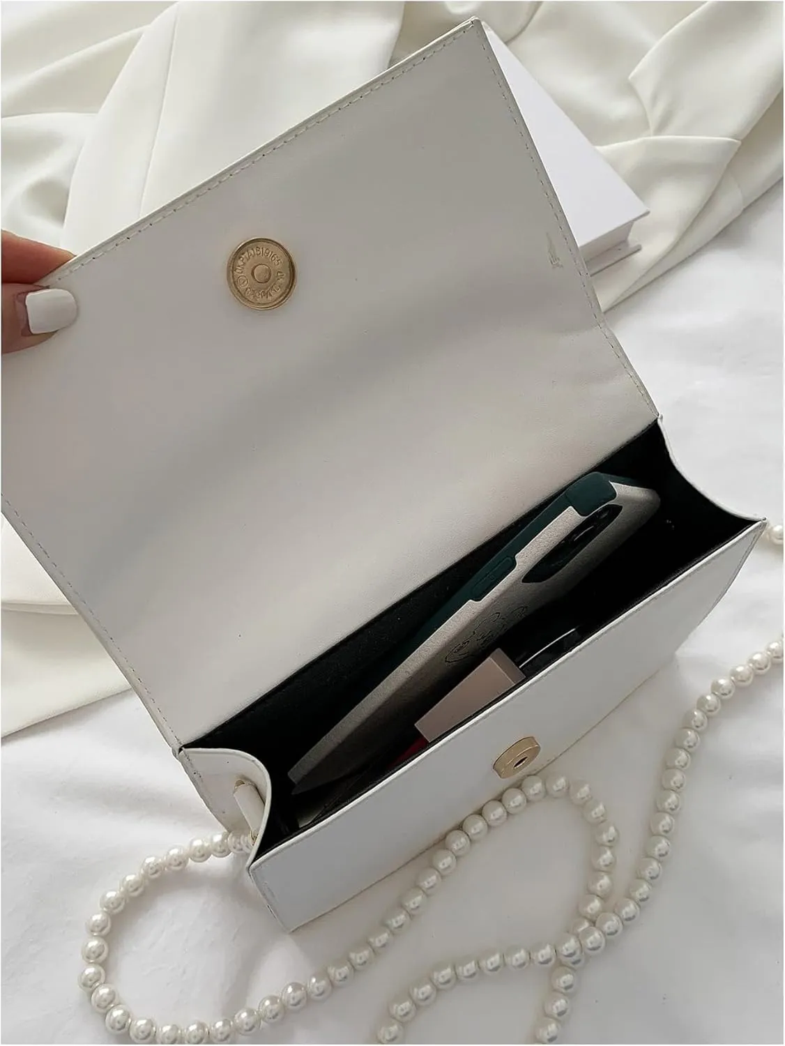 WDIRARA Women's Crossbody Bag Pearls Shoulder Handbags Evening Wallet Purse