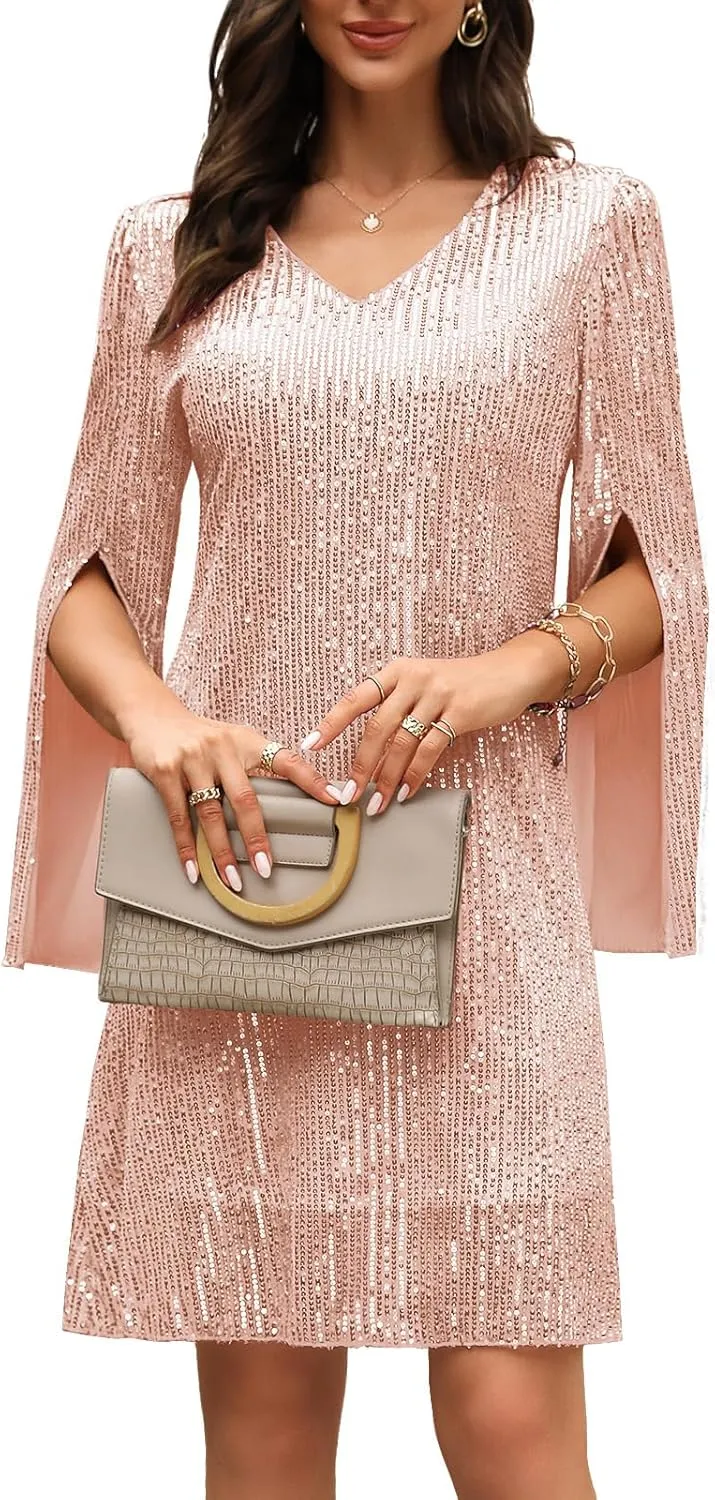 Wedding Guest Cocktail & Formal Dresses for Women - Lace Sequin Prom Evening Dress