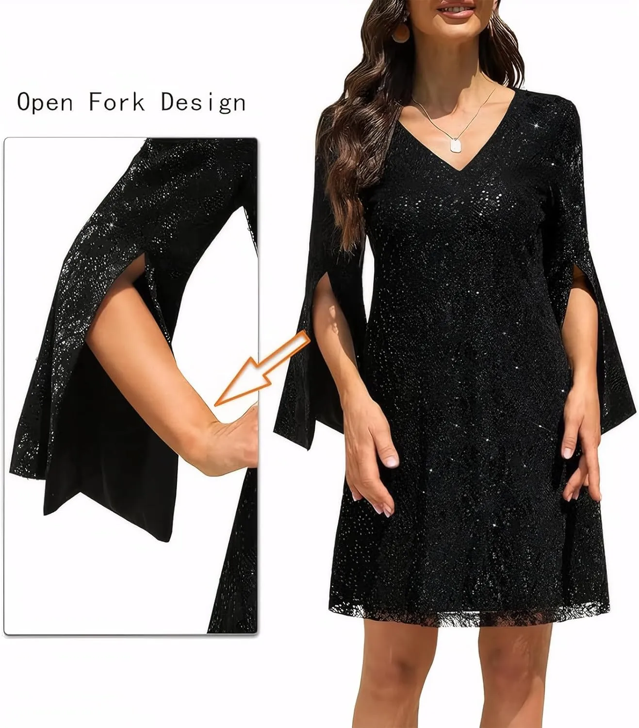 Wedding Guest Cocktail & Formal Dresses for Women - Lace Sequin Prom Evening Dress