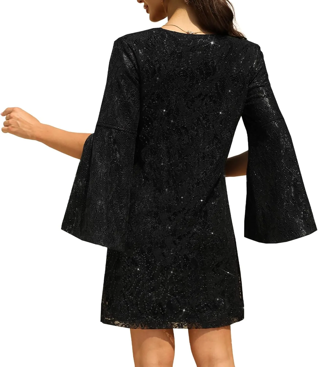 Wedding Guest Cocktail & Formal Dresses for Women - Lace Sequin Prom Evening Dress