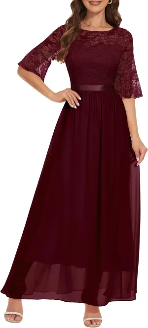 Wedtrend Women's Formal Dress 2024 Wedding Guest Dress Bell Sleeve Bridesmaid Dress Maxi Evening Dress