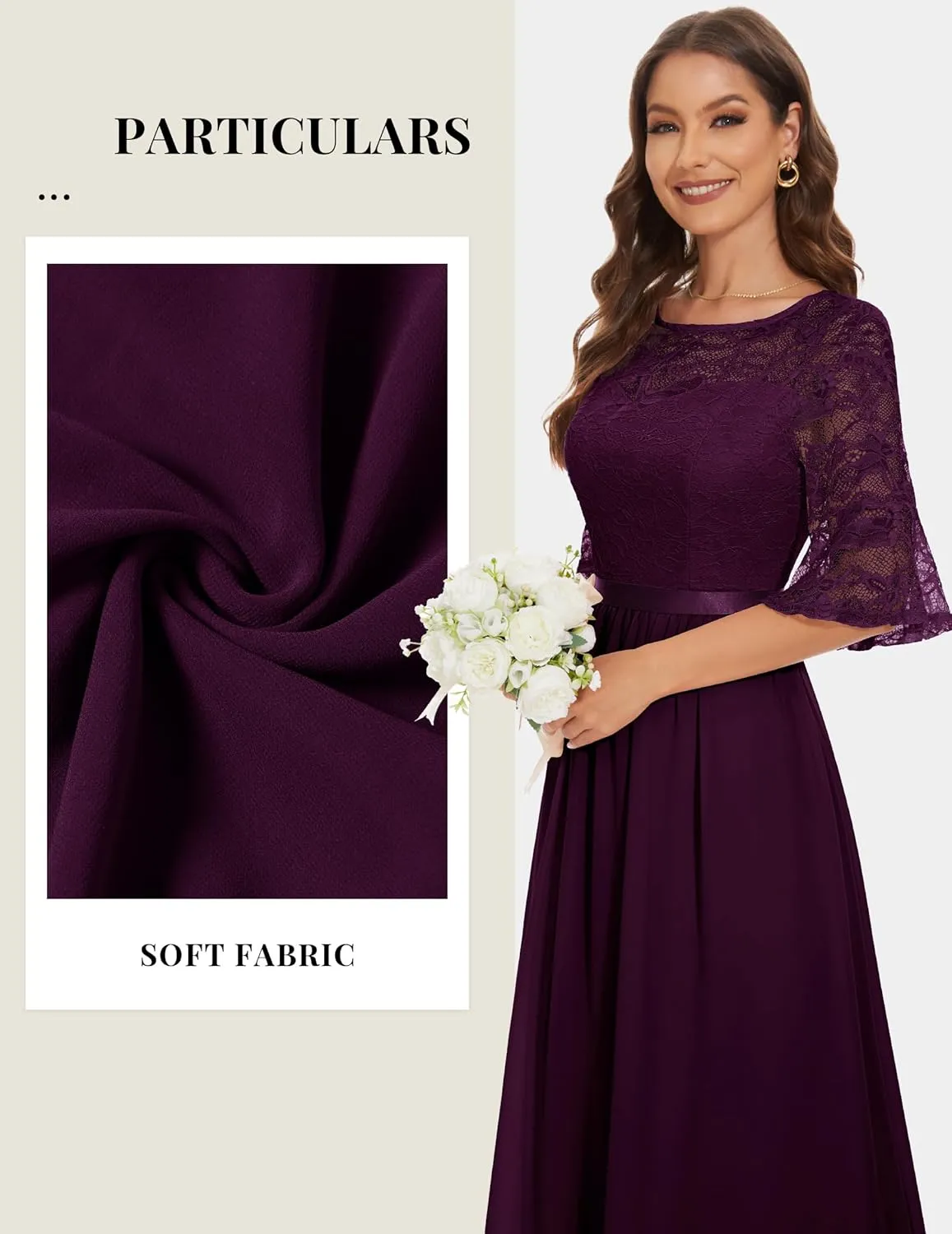 Wedtrend Women's Formal Dress 2024 Wedding Guest Dress Bell Sleeve Bridesmaid Dress Maxi Evening Dress