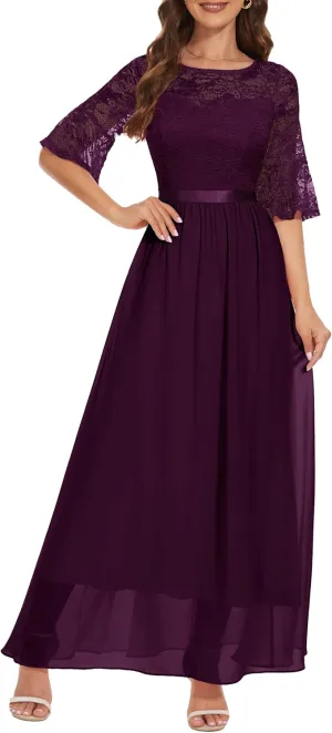Wedtrend Women's Formal Dress 2024 Wedding Guest Dress Bell Sleeve Bridesmaid Dress Maxi Evening Dress