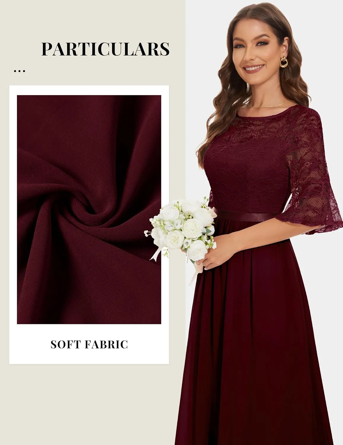 Wedtrend Women's Formal Dress 2024 Wedding Guest Dress Bell Sleeve Bridesmaid Dress Maxi Evening Dress