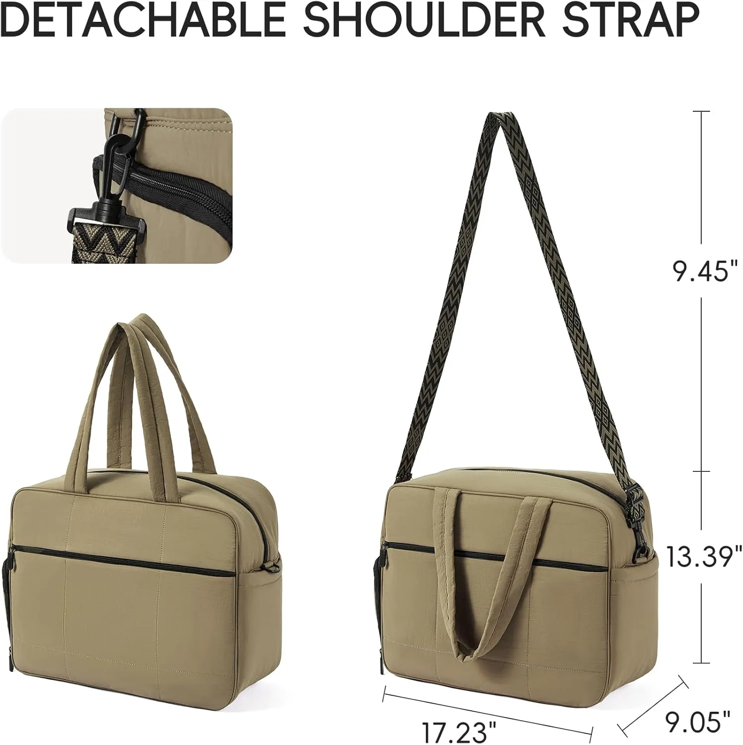 Weekender Travel Bag for Women Puffer Handbags Purses Carry On Duffle Overnight Bags with Shoe Compartment