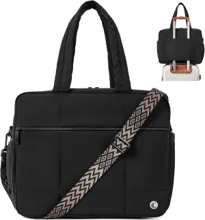 Weekender Travel Bag for Women Puffer Handbags Purses Carry On Duffle Overnight Bags with Shoe Compartment