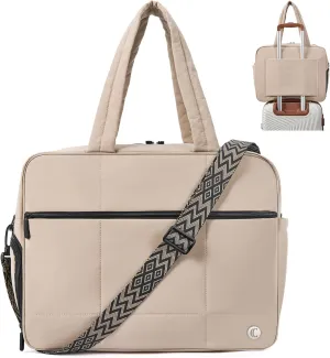 Weekender Travel Bag for Women Puffer Handbags Purses Carry On Duffle Overnight Bags with Shoe Compartment
