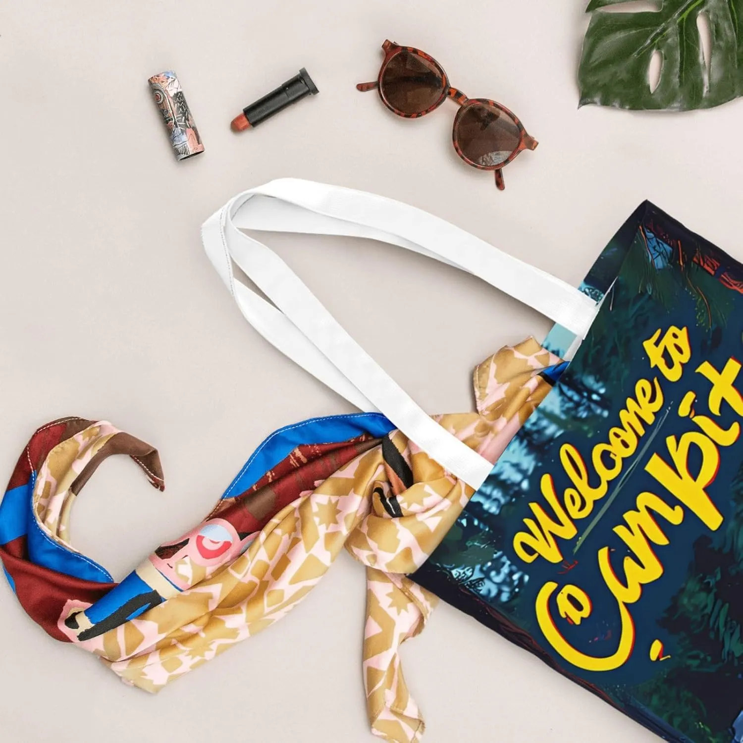 Welcome to Campite Canvas Tote Bag for Women Reusable Grocery Shoulder Bags Shopping Handbags