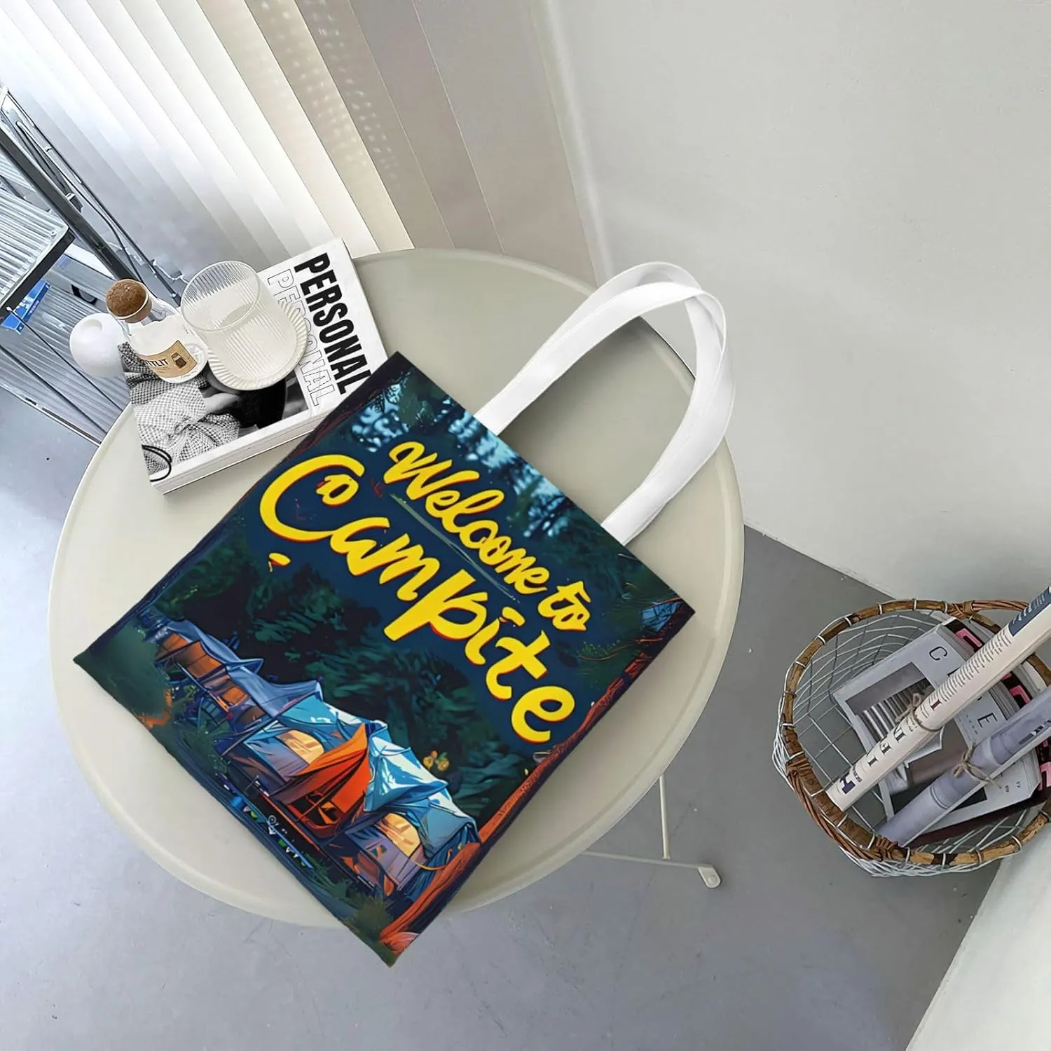 Welcome to Campite Canvas Tote Bag for Women Reusable Grocery Shoulder Bags Shopping Handbags