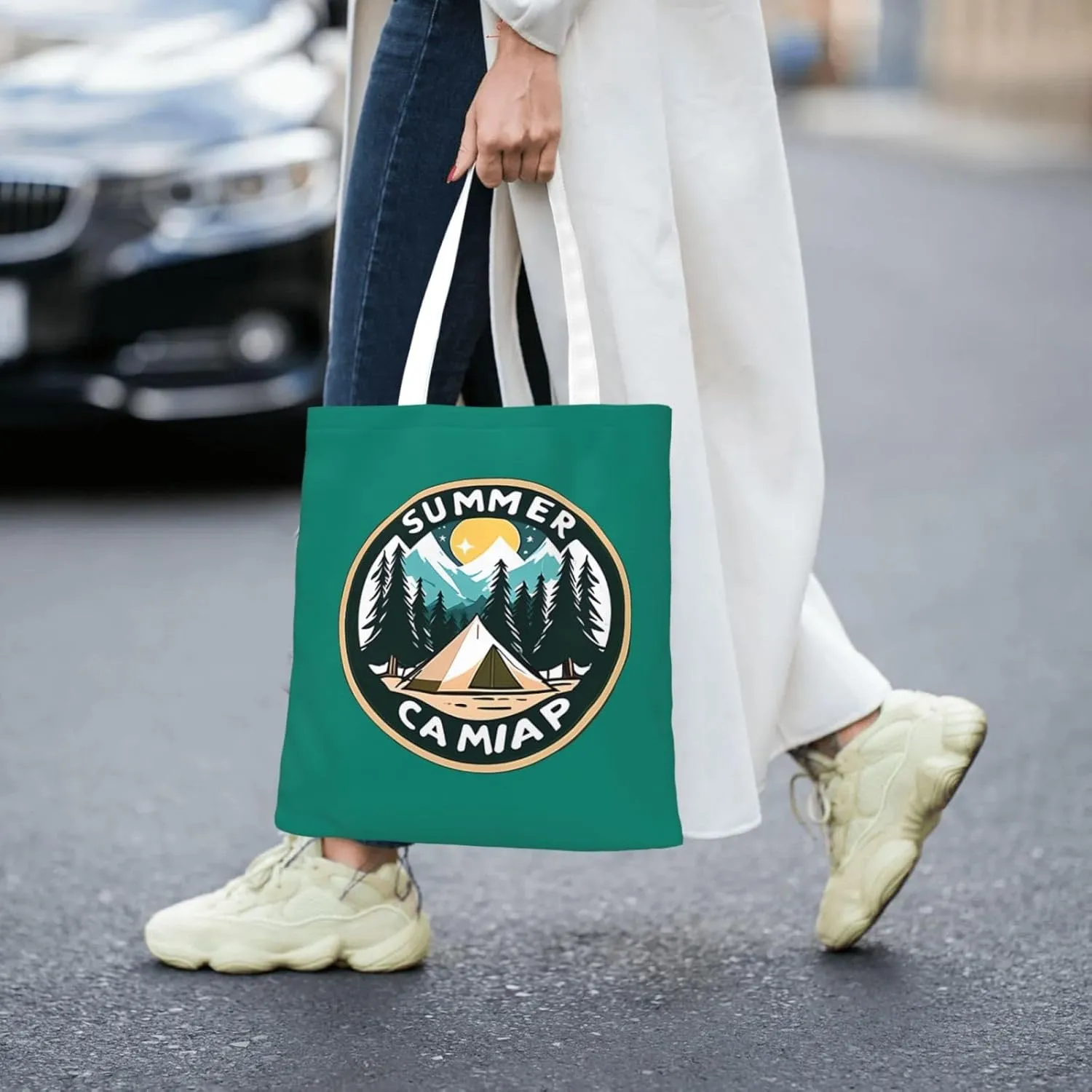 Welcome to Campite Canvas Tote Bag for Women Reusable Grocery Shoulder Bags Shopping Handbags