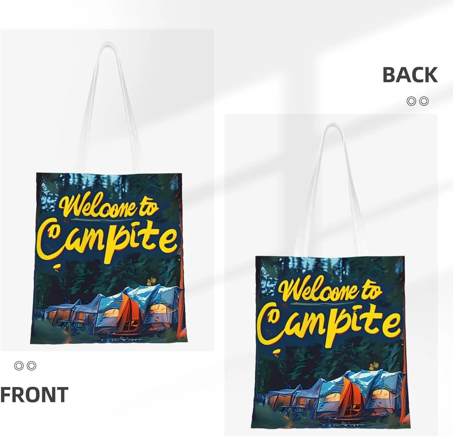 Welcome to Campite Canvas Tote Bag for Women Reusable Grocery Shoulder Bags Shopping Handbags