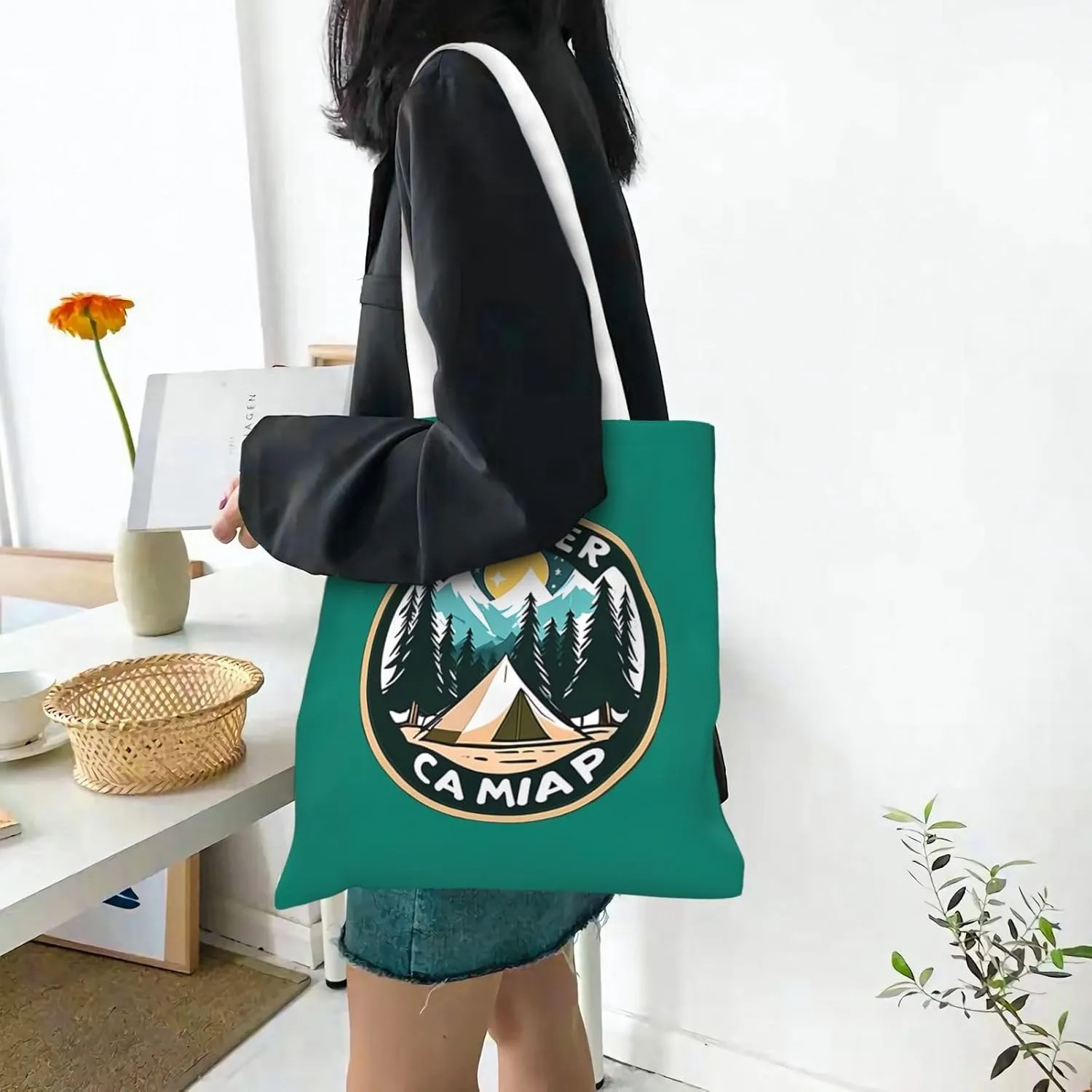 Welcome to Campite Canvas Tote Bag for Women Reusable Grocery Shoulder Bags Shopping Handbags