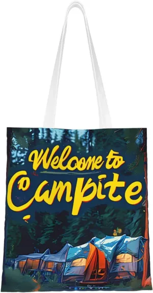 Welcome to Campite Canvas Tote Bag for Women Reusable Grocery Shoulder Bags Shopping Handbags