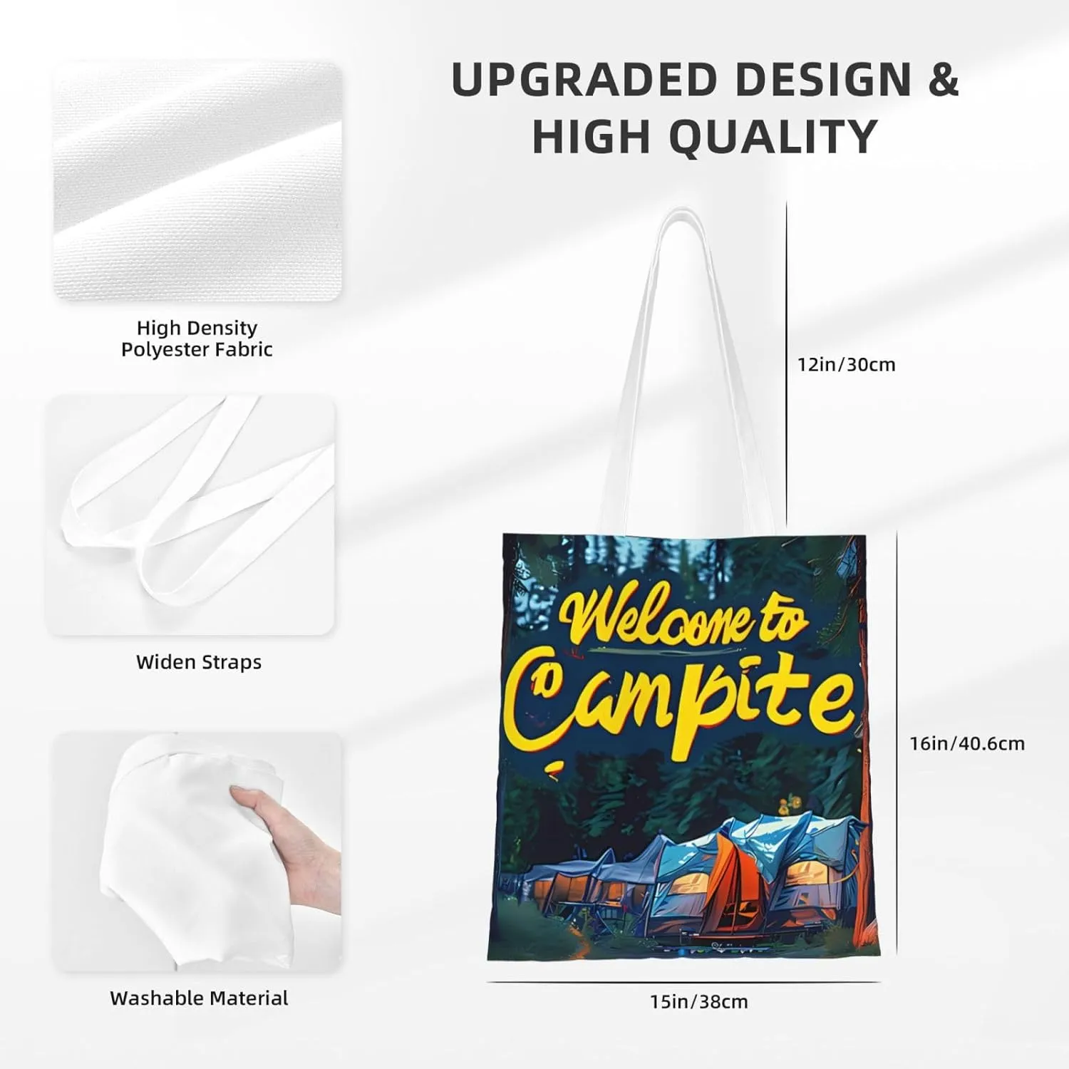 Welcome to Campite Canvas Tote Bag for Women Reusable Grocery Shoulder Bags Shopping Handbags