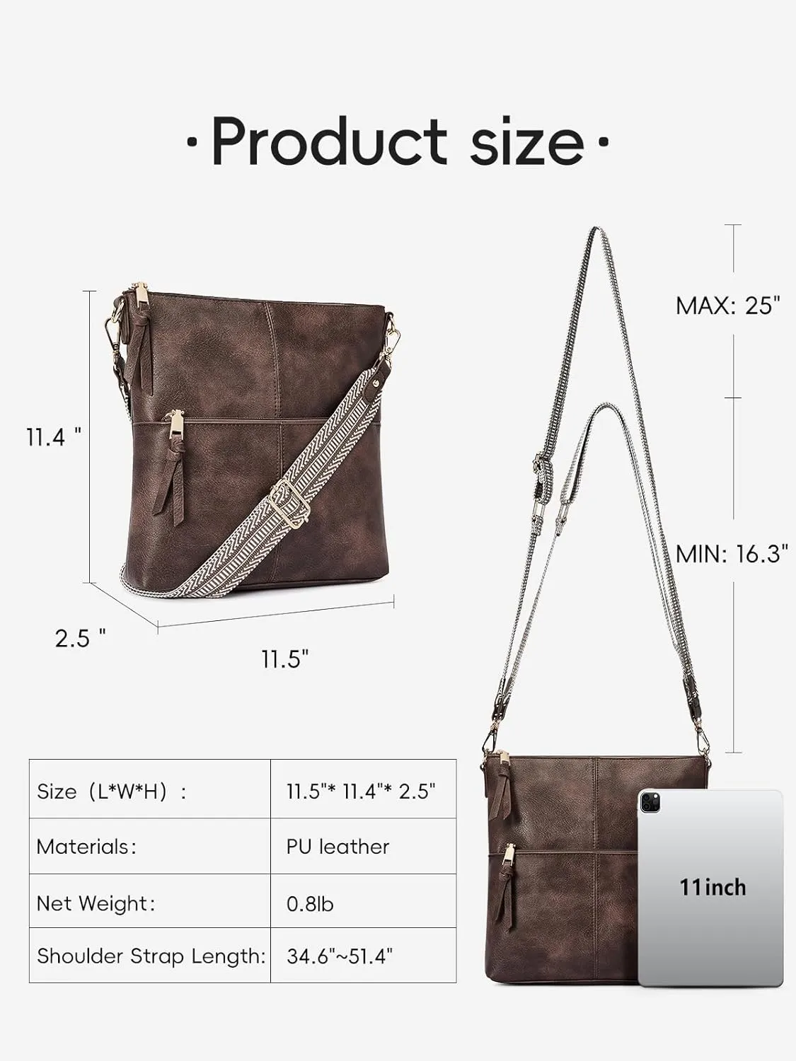 WESTBRONCO Crossbody Purses for Women Medium Shoulder Bag Vegan Leather Handbags with Guitar Strap