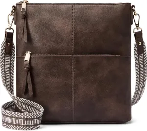 WESTBRONCO Crossbody Purses for Women Medium Shoulder Bag Vegan Leather Handbags with Guitar Strap