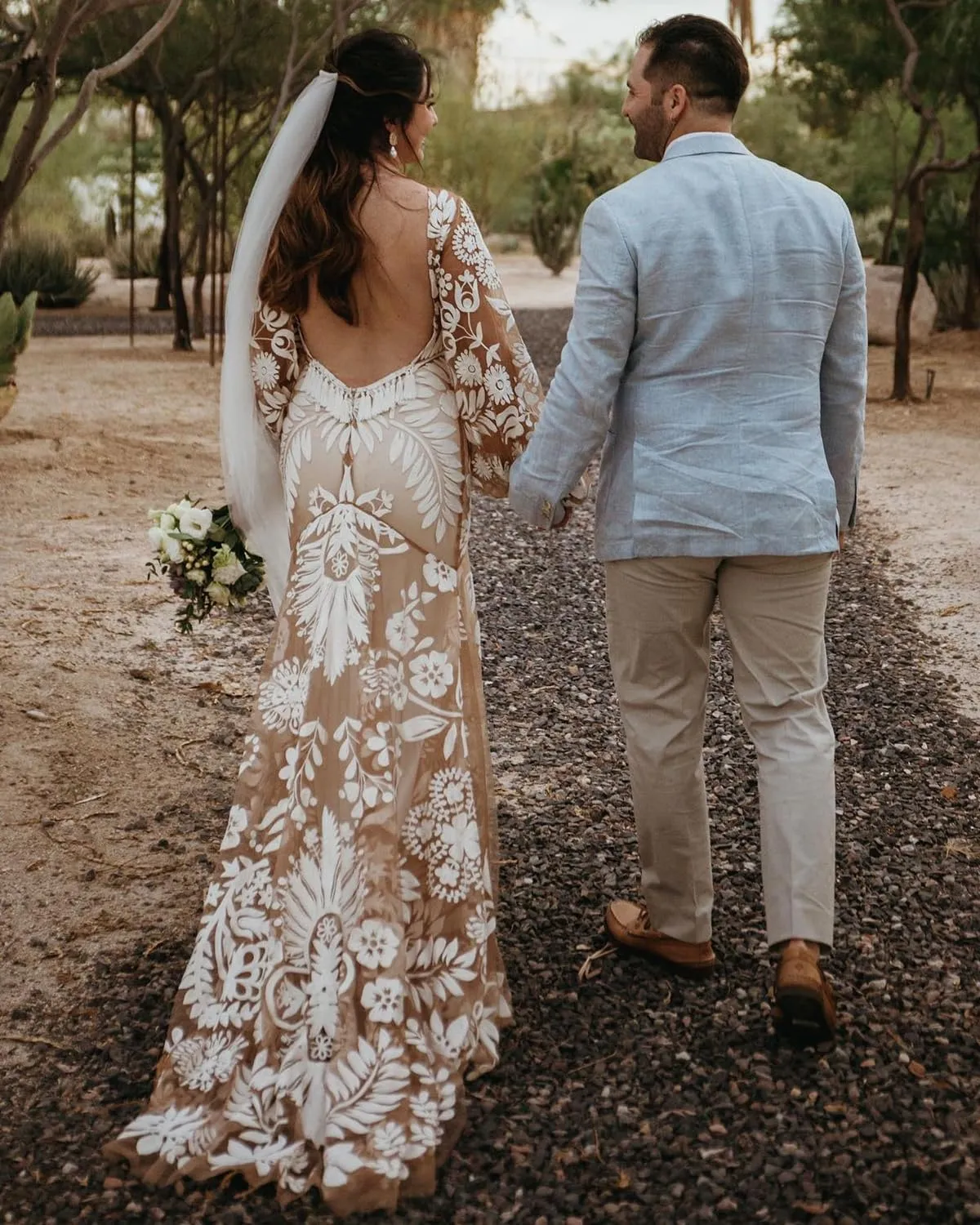 Western Boho Wedding Dresses for Bride Luxury Lace Mermaid Bridal Dress 2-Piece Beach Wedding Gown with Slit