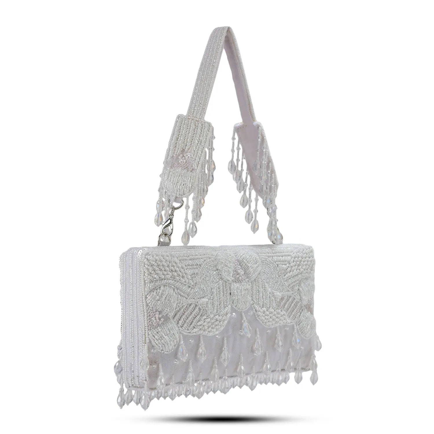 White Beaded Evening Clutch
