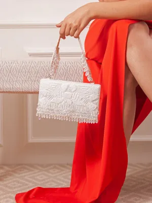 White Beaded Evening Clutch