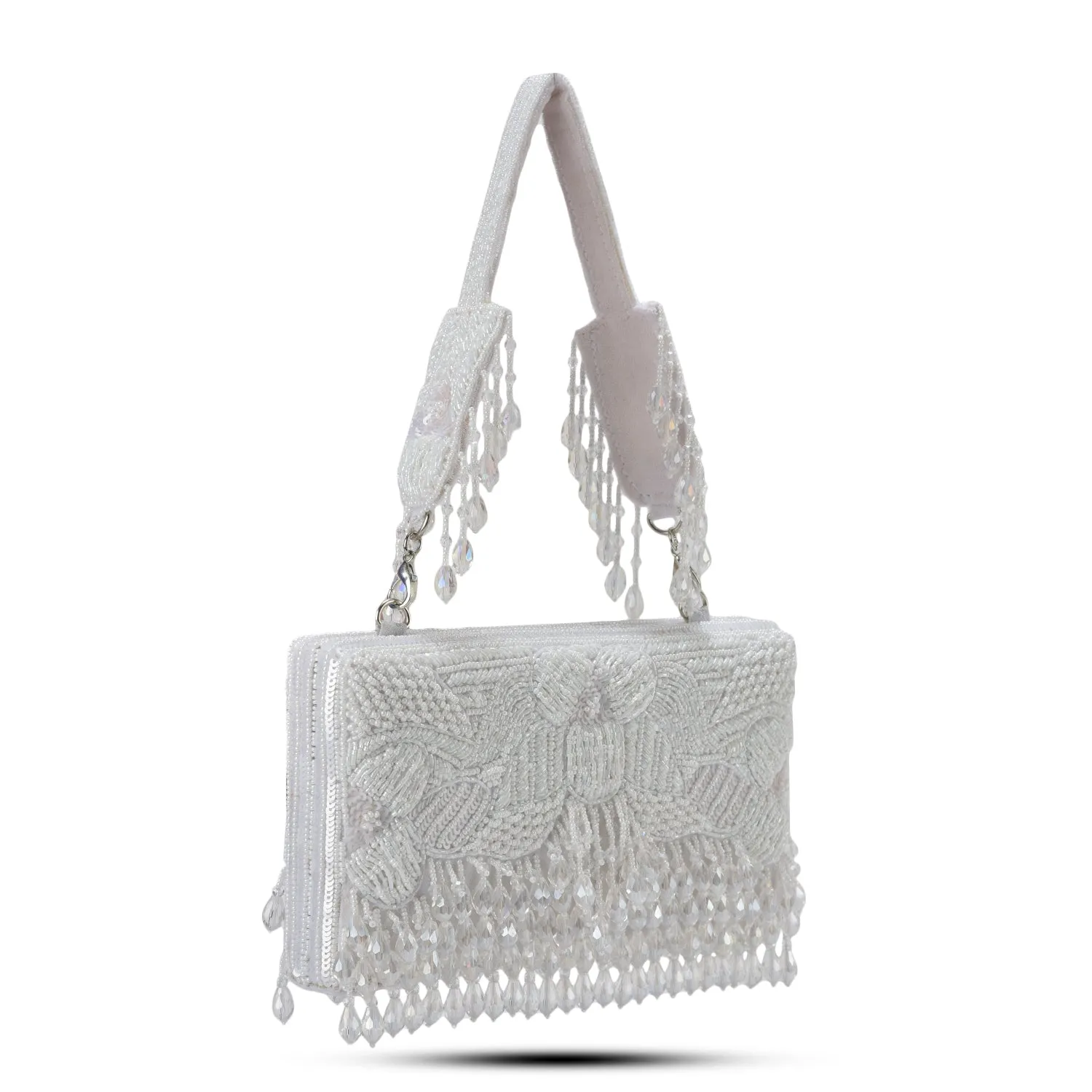White Beaded Evening Clutch