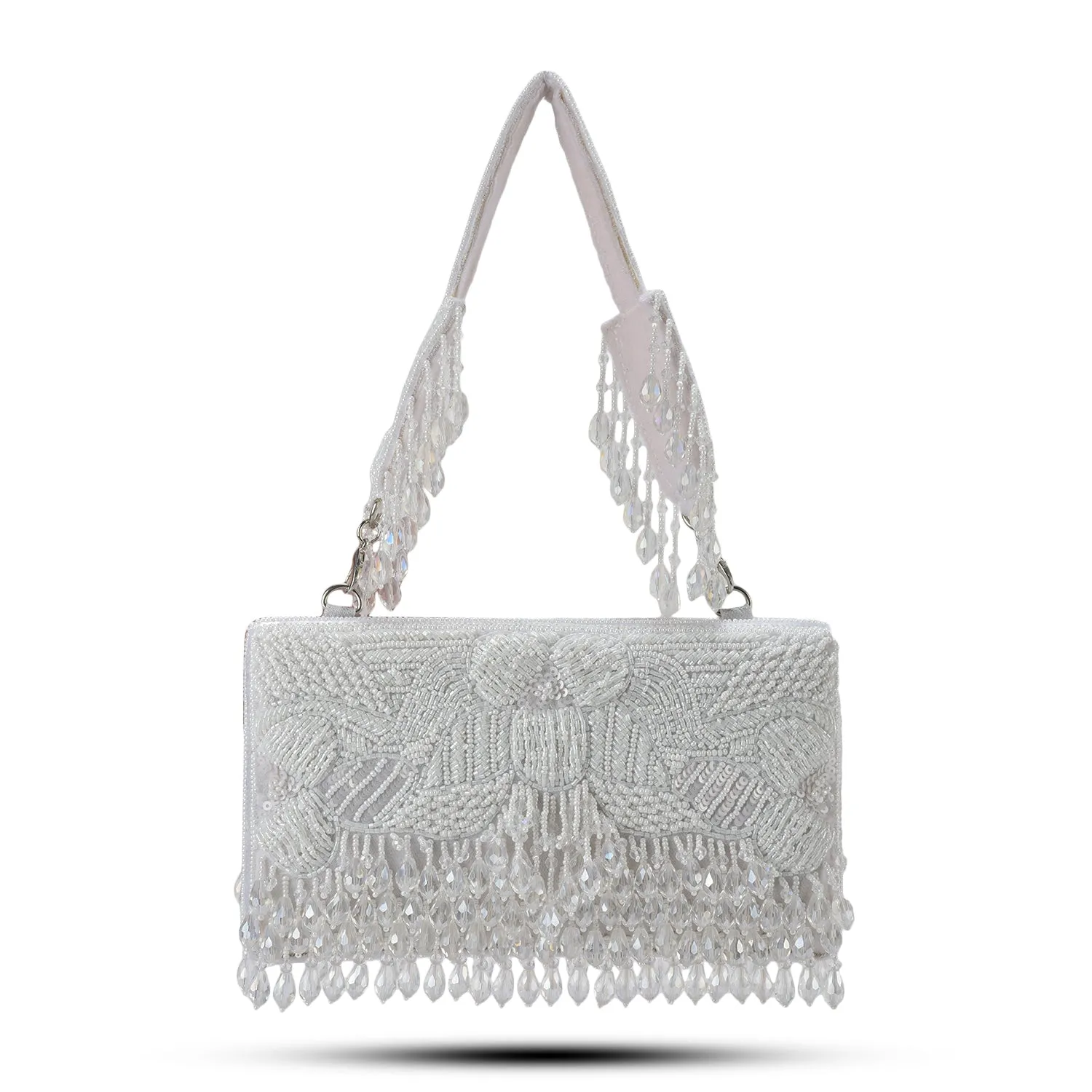 White Beaded Evening Clutch