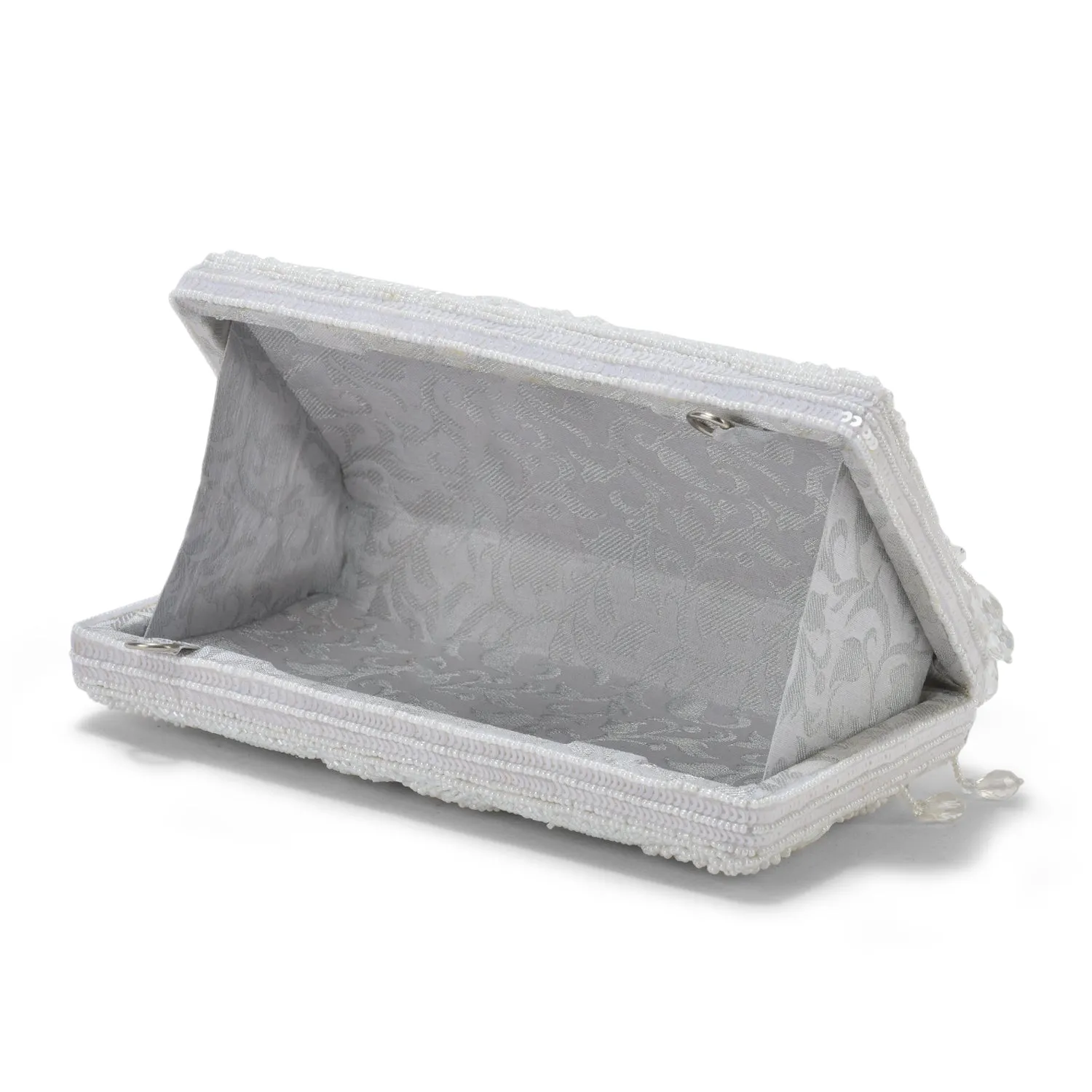 White Beaded Evening Clutch