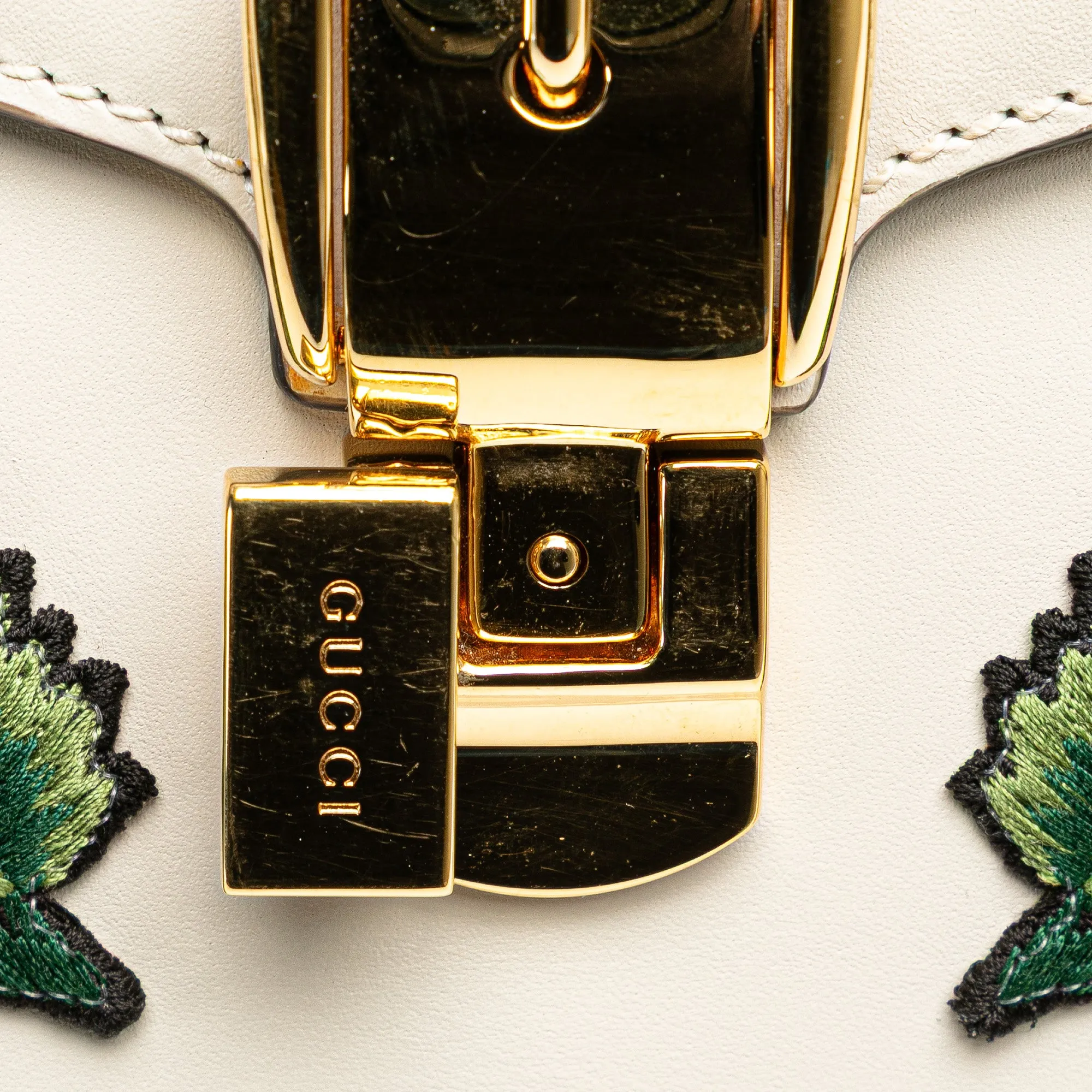 White Gucci Small Floral Embroidered Leather Sylvie Crossbody