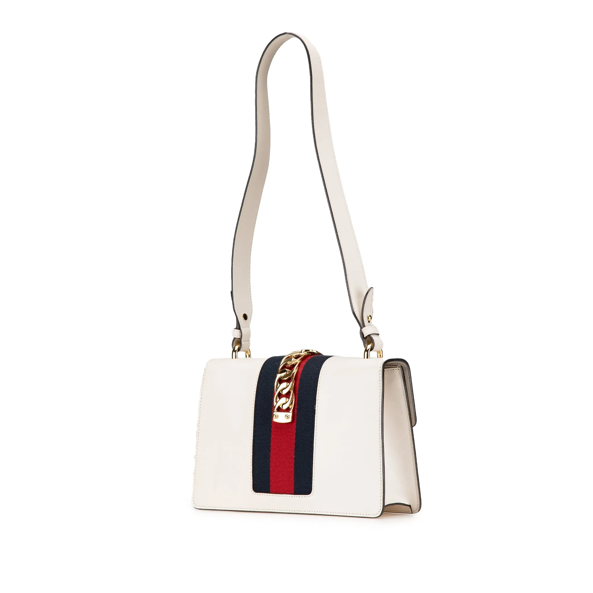 White Gucci Small Floral Embroidered Leather Sylvie Crossbody