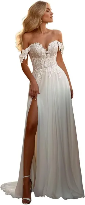 White Wedding Dresses for Bride Boho Lace Mermaid Sexy Beach Bridal Gowns for Bride with Long Train 2025