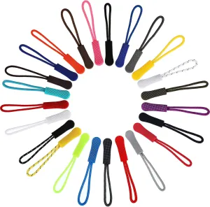 WILLBOND Zipper Pulls, 25 Colors Zipper Tags Strong Nylon Cord Pull Tab Replacement for Backpacks, Jackets, Luggage, Purses, Handbags, Sweatshirt(300 Pieces)