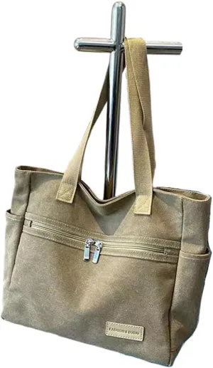 Women Canvas Tote Handbags Zipper Casual Shoulder Work Bag Top Handle Bag Purses