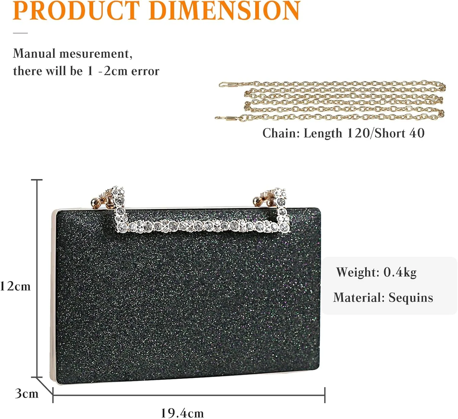 Women Clutch Purse Glitter Evening Bag Sequins Clutch Bag Sparkly Handbag Bridal Wedding Purse