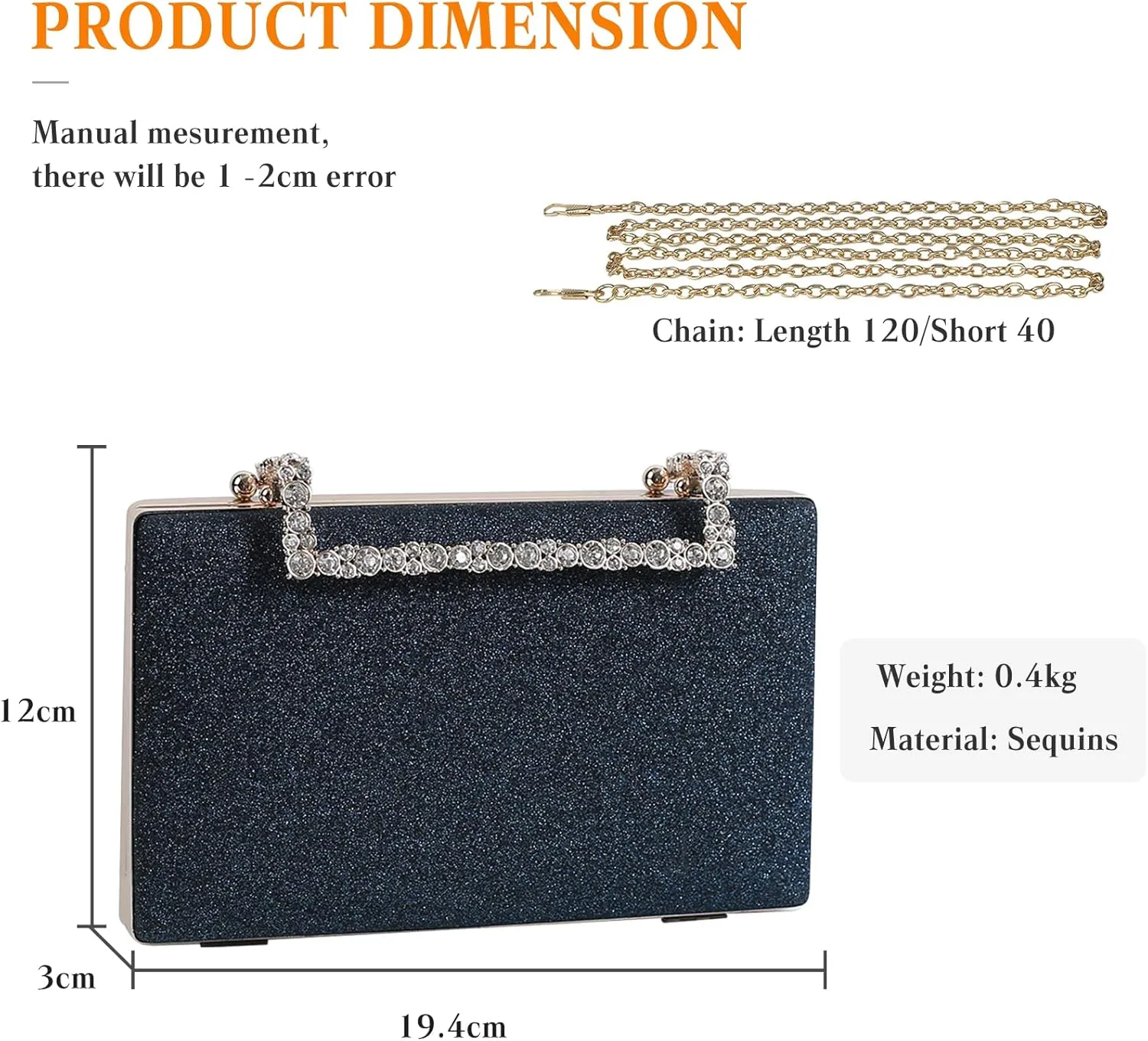 Women Clutch Purse Glitter Evening Bag Sequins Clutch Bag Sparkly Handbag Bridal Wedding Purse
