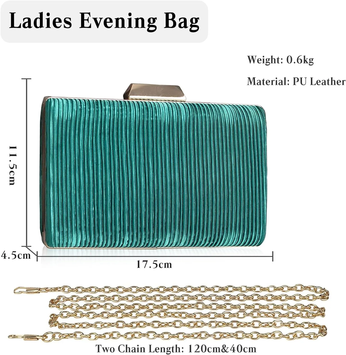 Women Evening Bag Pleated Clutch Bag Bridal Wedding Purse Ladies Shoulder Bag Handbag With Detachable Chain