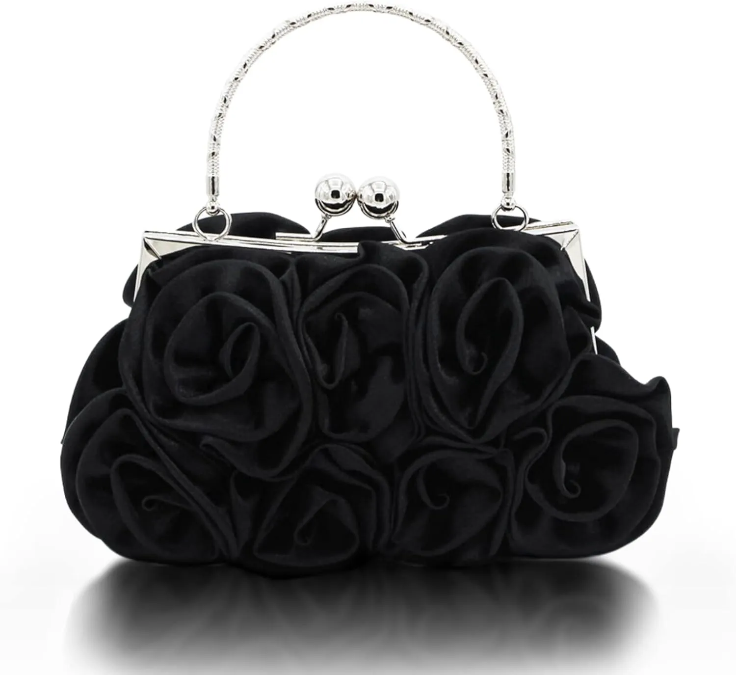 Women Evening Clutch Bag Floral Satin Small Purses with Detachable Strap for Wedding, Party, Prom