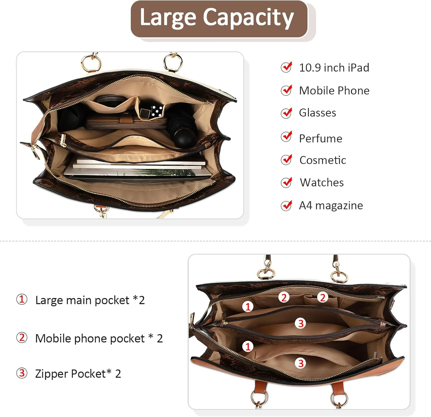 Women Fashion Handbags Color Block Ladies Shoulder Bag Casual