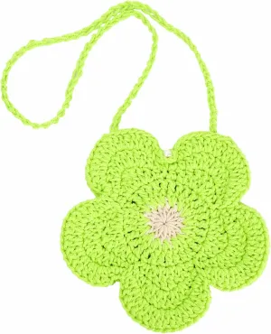 Women Girls Mini Flower Crochet Shoulder Crossbody Bag Handmade Handbag Purse Cotton Cellphone Wallet