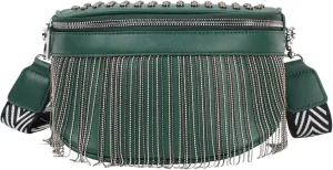 Women Girls Rivet Metal Tassel Faux Leather Fanny Pack Waist Bag Chest Bag Crossbody Shoulder Bag