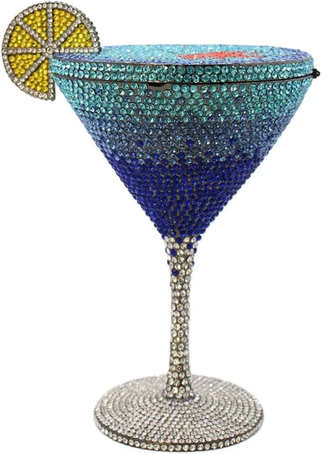 Women Goblet Rhinestone Evening Bag Cocktail Cup Diamond Clutch Funny Crystal Prom Handbag Wedding Purse for Party