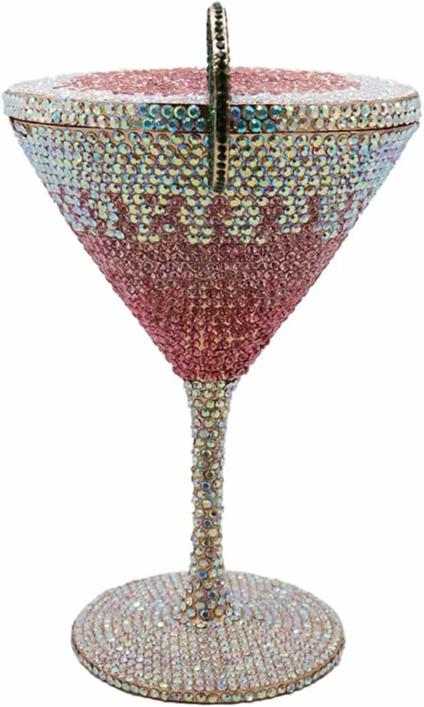 Women Goblet Rhinestone Evening Bag Cocktail Cup Diamond Clutch Funny Crystal Prom Handbag Wedding Purse for Party
