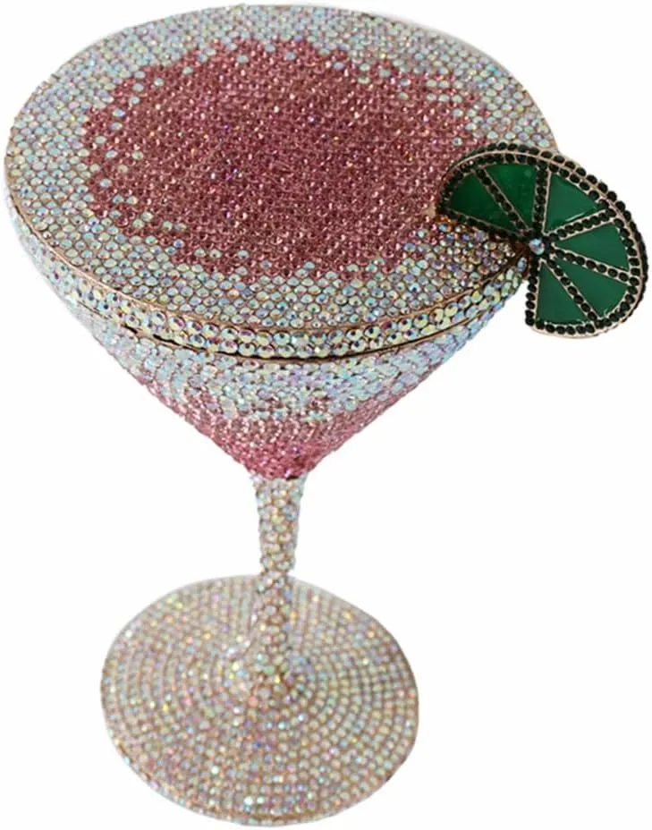Women Goblet Rhinestone Evening Bag Cocktail Cup Diamond Clutch Funny Crystal Prom Handbag Wedding Purse for Party