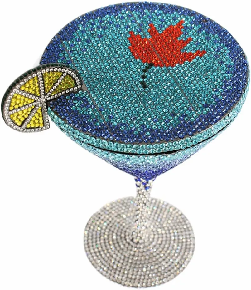 Women Goblet Rhinestone Evening Bag Cocktail Cup Diamond Clutch Funny Crystal Prom Handbag Wedding Purse for Party