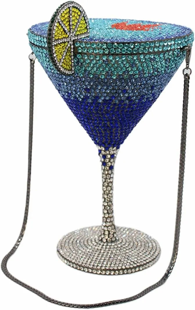 Women Goblet Rhinestone Evening Bag Cocktail Cup Diamond Clutch Funny Crystal Prom Handbag Wedding Purse for Party