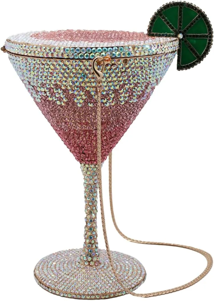 Women Goblet Rhinestone Evening Bag Cocktail Cup Diamond Clutch Funny Crystal Prom Handbag Wedding Purse for Party