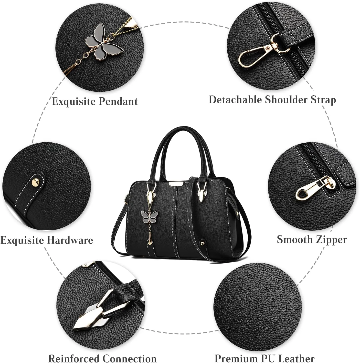 Women Handbag Tote Bag PU Leather Shoulder Bag Crossbody Bag Waterproof Satchel Bag